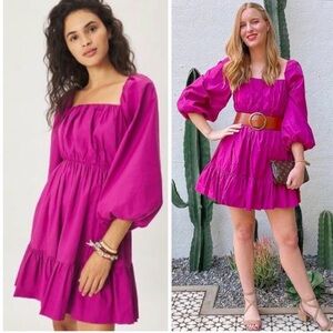 Mare Mare x Anthropologie Purple Puff Balloon Sleeve Dress Small